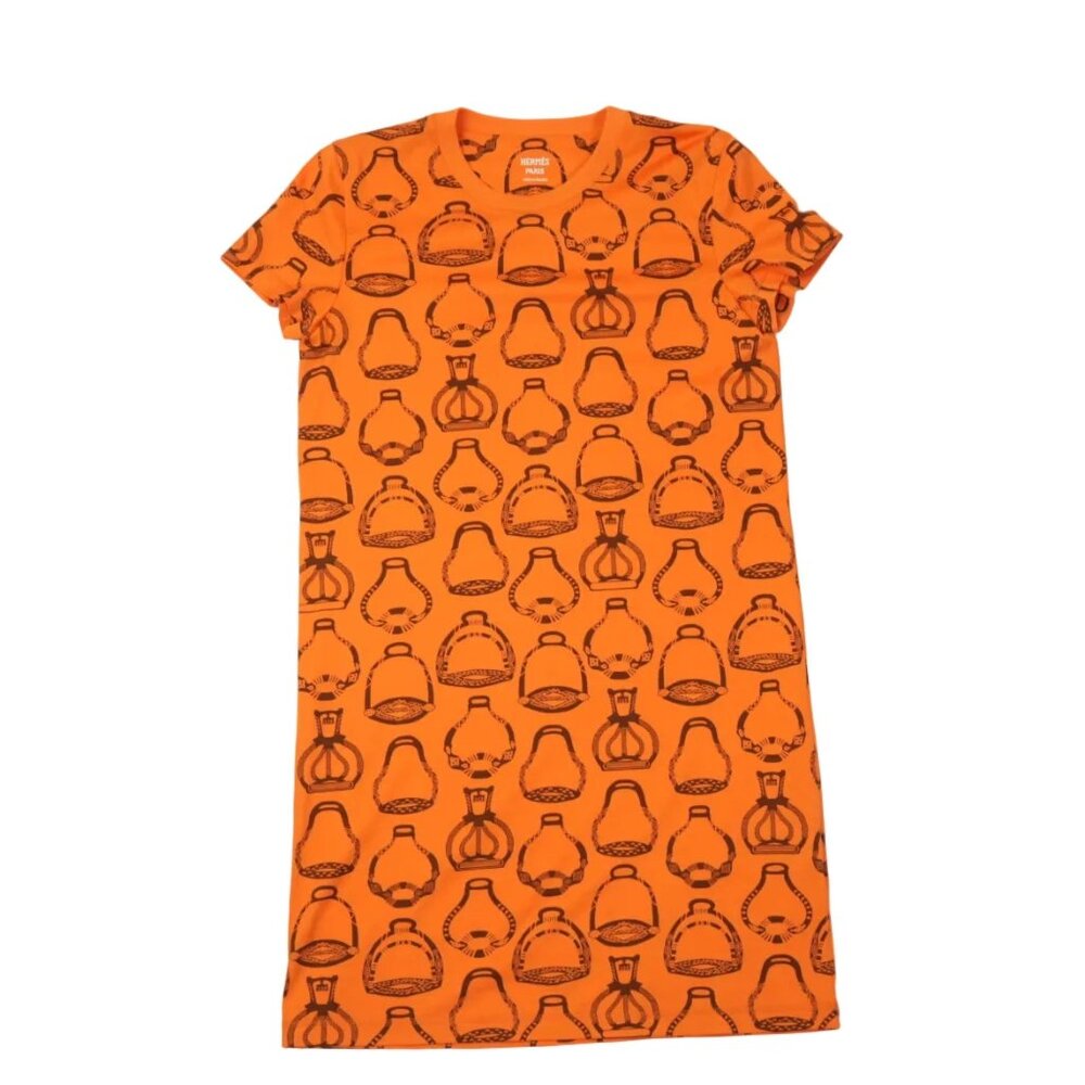 Hermes Orange Mors a Jouets T-shirt Dress